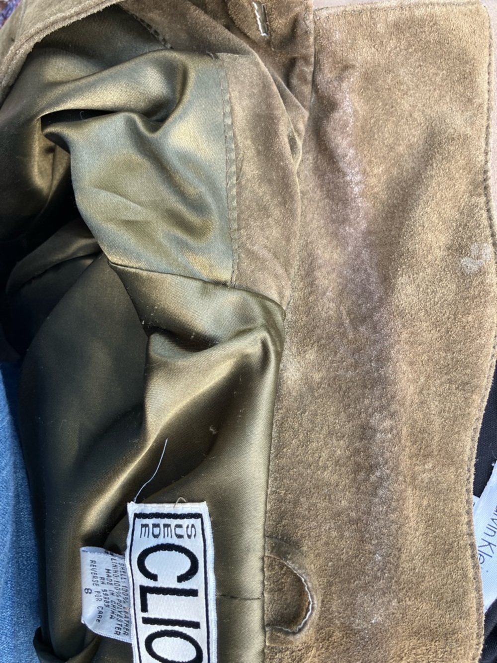 Vintage suede leather rustic jacket, size 8 from Clio - Picture 15 of 16